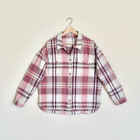 Vans Eliza Woven Plaid Button Down Heavyweight Shacket Shirt Jacket Women’s L - Picture 1 of 11